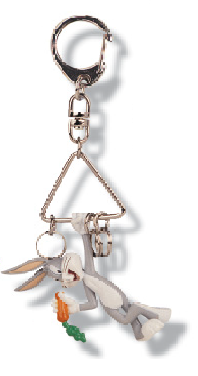461-0031 3D KEYCHAIN WITH RINGS BUGS BUNNY
