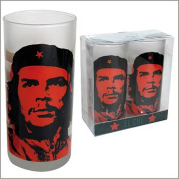 953-0041 SET OF 2 FROSTED GLASSES CHE GUEVARA (EL CHE)