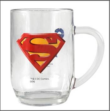 921-0002 GLASS OF BEER WITH HANDLE SUPERMAN